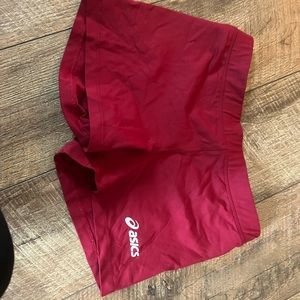ASIC RED VOLLEYBALL SHORTS, SHORT, SIZE SMALL, GOOD CONDITION
